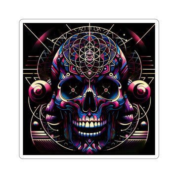 Psychedelic Skull Kiss - Cut Stickers | Vibrant Decor for Laptop, Journals, Water Bottles, Gifts, and Festival Accessories - Paper products - RVM Customs LLC