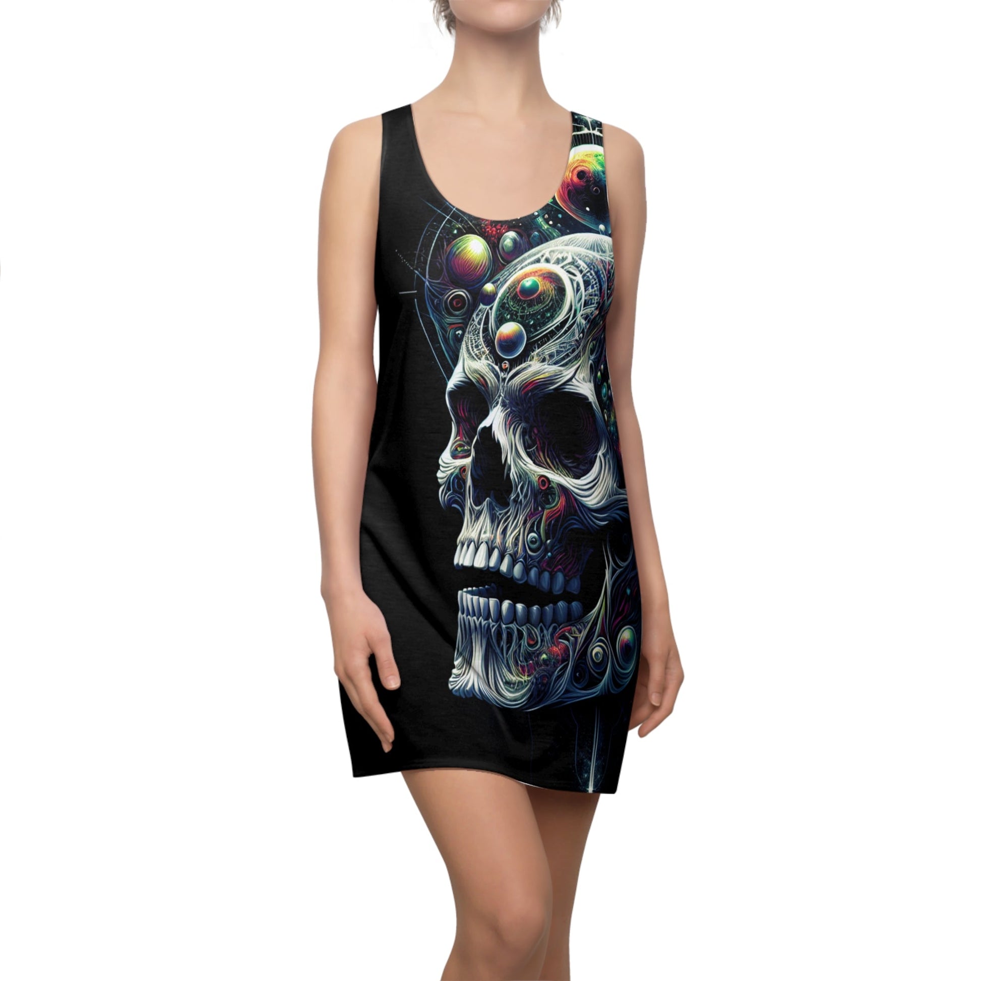 Collection Name: "Skull Symphony" Subgroup: "Celtic Cavern Skulls" Subgroup: "Tropical Tiki Skulls - Dress - All Over Prints - RVM Customs LLC