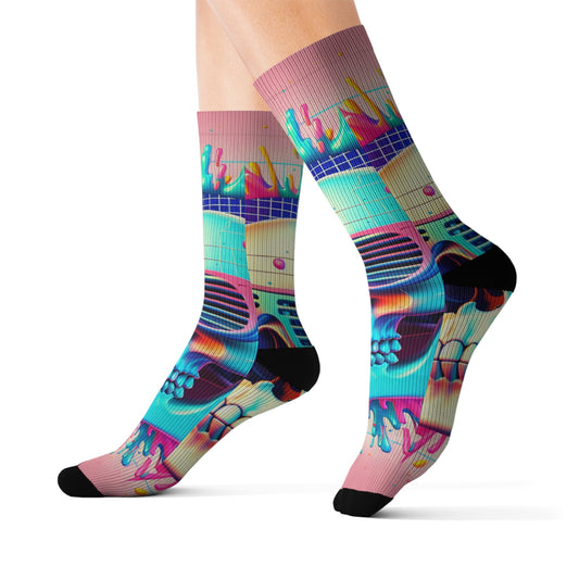 "Cranium Couture: A Chic Dance of Death and Design" - Socks - All Over Prints - RVM Customs LLC