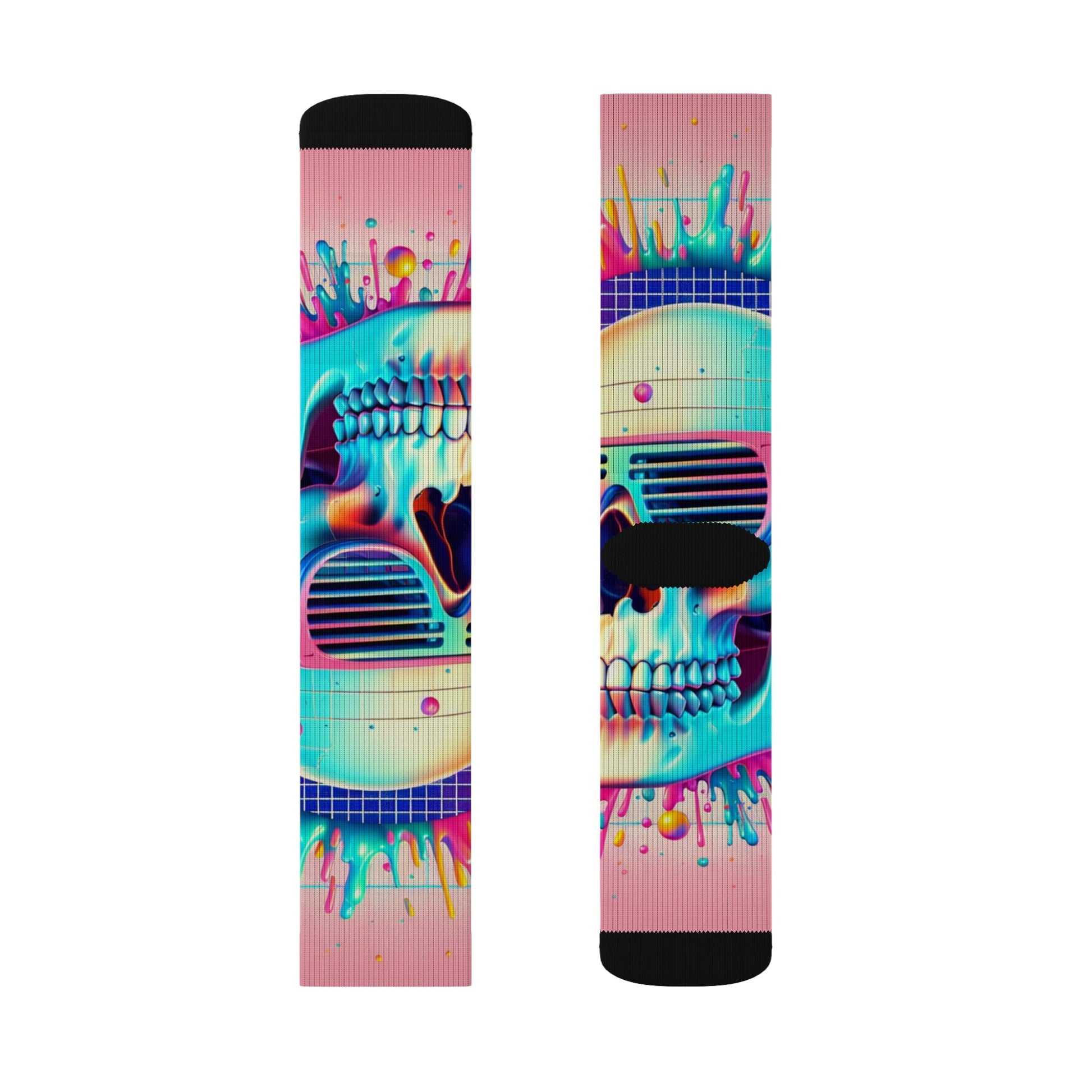 "Cranium Couture: A Chic Dance of Death and Design" - Socks - All Over Prints - RVM Customs LLC