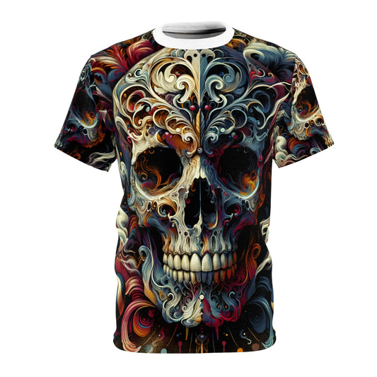 "Osseous Elegance: The Modern Mortality Masterpiece" - Tee - All Over Prints - RVM Customs LLC