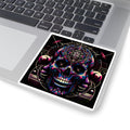 Psychedelic Skull Kiss - Cut Stickers | Vibrant Decor for Laptop, Journals, Water Bottles, Gifts, and Festival Accessories - Paper products - RVM Customs LLC