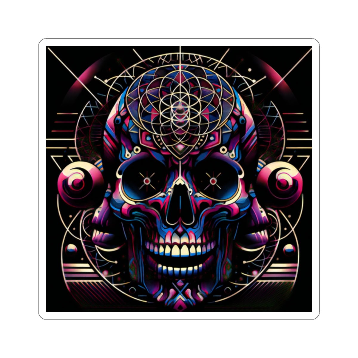 Psychedelic Skull Kiss - Cut Stickers | Vibrant Decor for Laptop, Journals, Water Bottles, Gifts, and Festival Accessories - Paper products - RVM Customs LLC