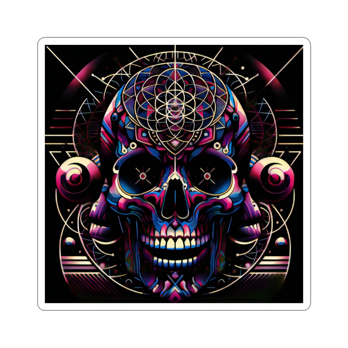 Psychedelic Skull Kiss - Cut Stickers | Vibrant Decor for Laptop, Journals, Water Bottles, Gifts, and Festival Accessories - Paper products - RVM Customs LLC