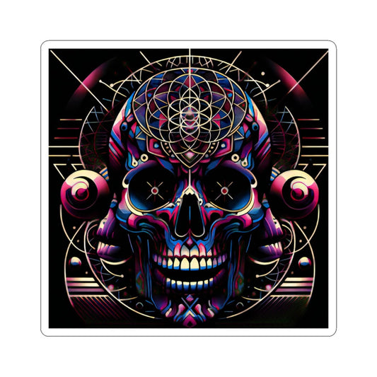 Psychedelic Skull Kiss - Cut Stickers | Vibrant Decor for Laptop, Journals, Water Bottles, Gifts, and Festival Accessories - Paper products - RVM Customs LLC