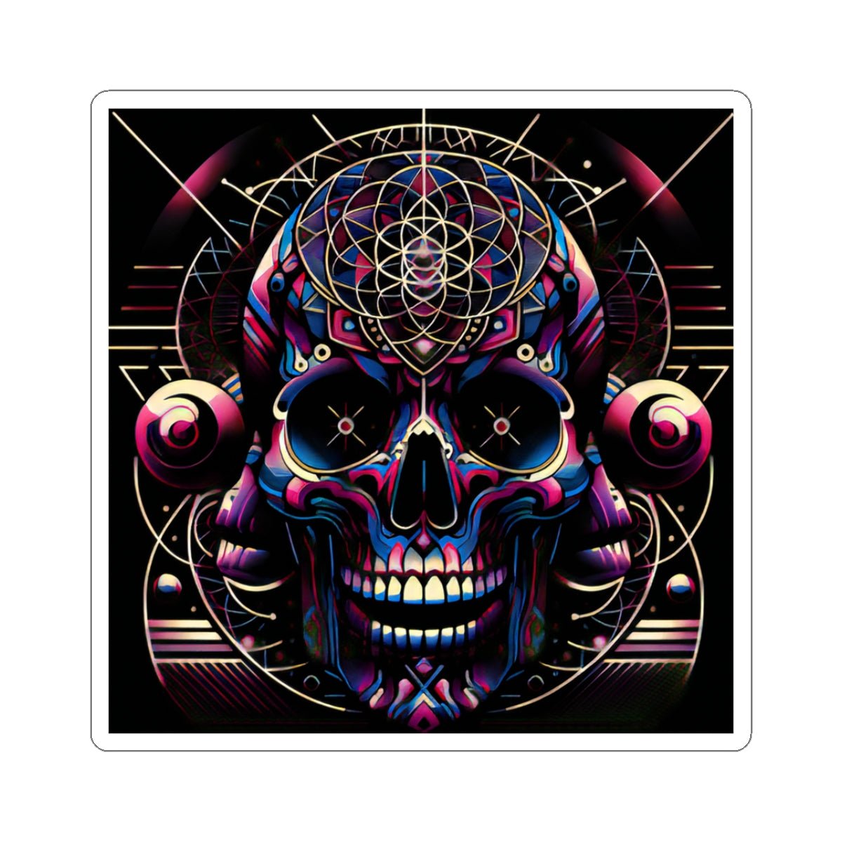 Psychedelic Skull Kiss - Cut Stickers | Vibrant Decor for Laptop, Journals, Water Bottles, Gifts, and Festival Accessories - Paper products - RVM Customs LLC