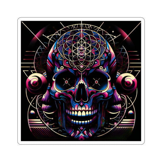Psychedelic Skull Kiss - Cut Stickers | Vibrant Decor for Laptop, Journals, Water Bottles, Gifts, and Festival Accessories - Paper products - RVM Customs LLC