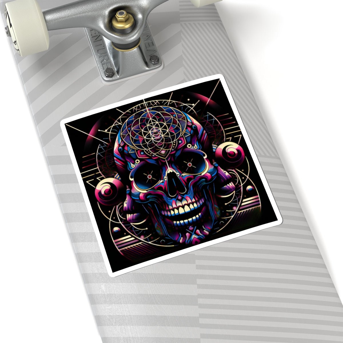 Psychedelic Skull Kiss - Cut Stickers | Vibrant Decor for Laptop, Journals, Water Bottles, Gifts, and Festival Accessories - Paper products - RVM Customs LLC