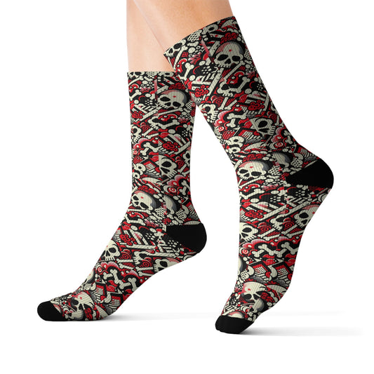 "Skull Elegance: Chic Ensemble of Timeless Shadows" - Socks - All Over Prints - RVM Customs LLC