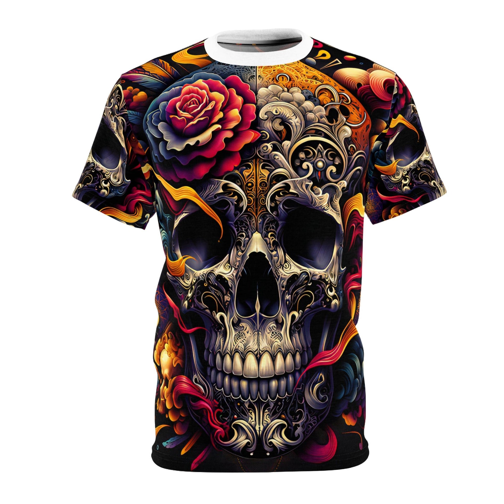 "Sophisticate's Serenity: Modern Skull Reverie" - Tee - All Over Prints - RVM Customs LLC