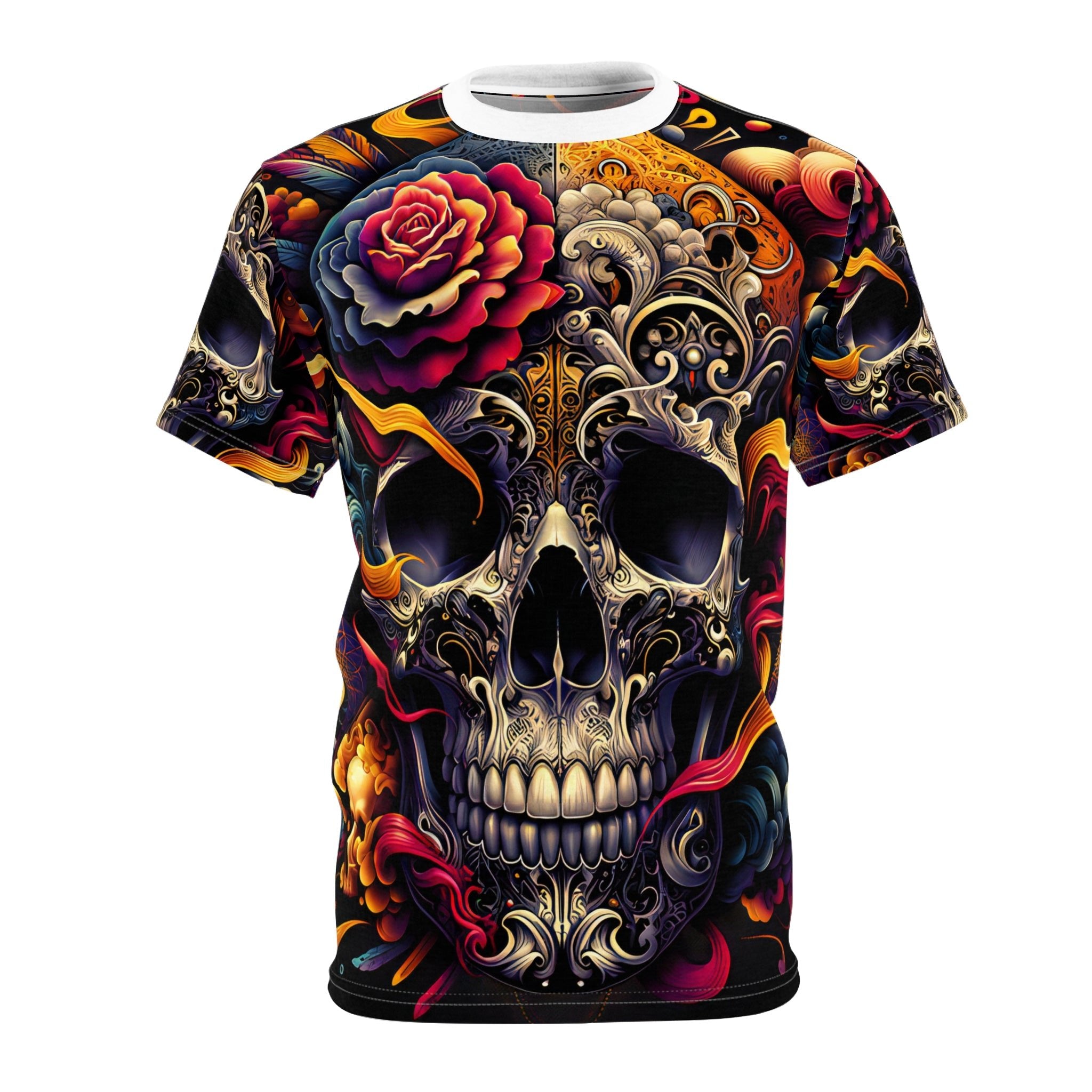 "Sophisticate's Serenity: Modern Skull Reverie" - Tee - All Over Prints - RVM Customs LLC